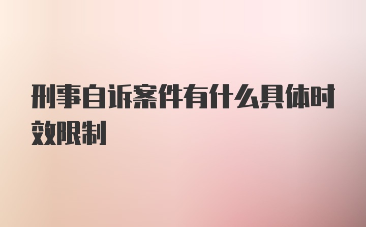 刑事自诉案件有什么具体时效限制