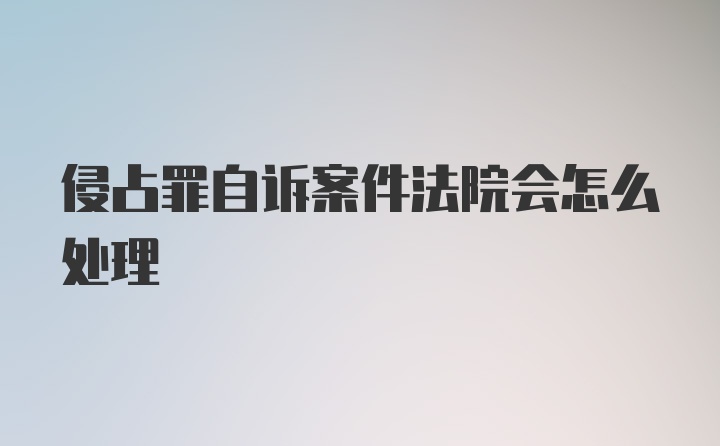 侵占罪自诉案件法院会怎么处理