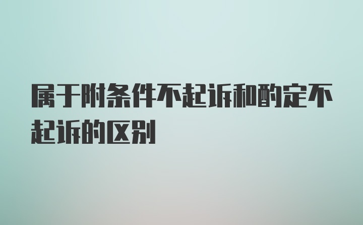 属于附条件不起诉和酌定不起诉的区别