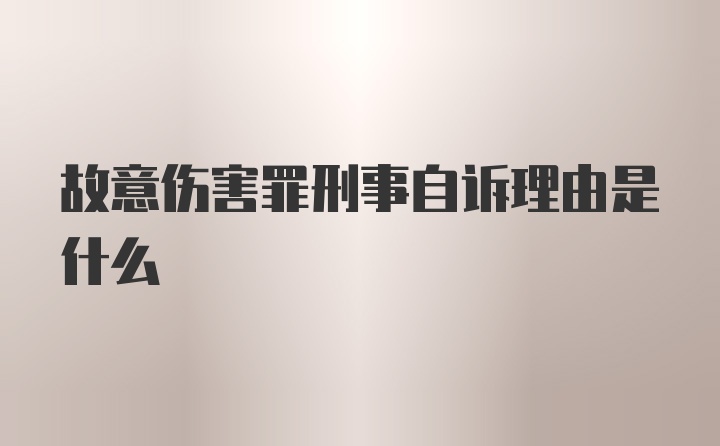 故意伤害罪刑事自诉理由是什么