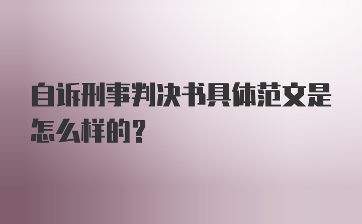 自诉刑事判决书具体范文是怎么样的?