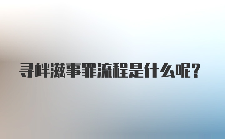 寻衅滋事罪流程是什么呢？