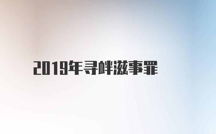 2019年寻衅滋事罪