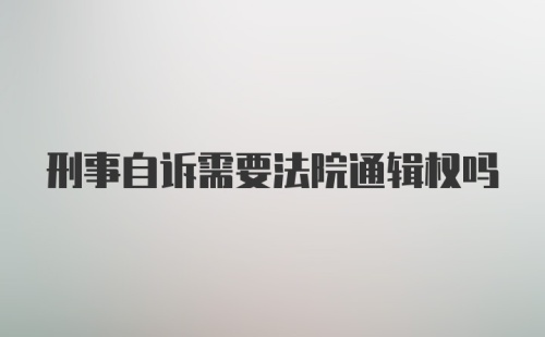 刑事自诉需要法院通辑权吗