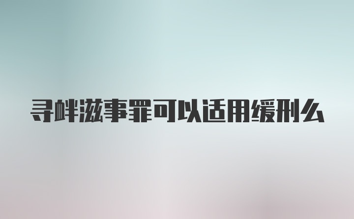 寻衅滋事罪可以适用缓刑么