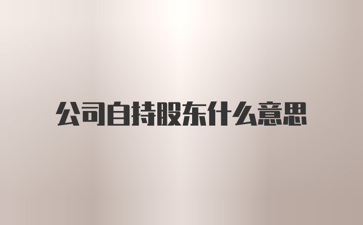 公司自持股东什么意思