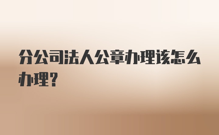 分公司法人公章办理该怎么办理？