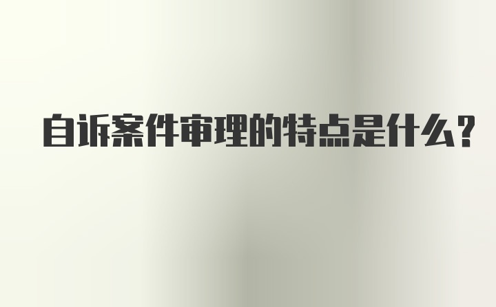 自诉案件审理的特点是什么？