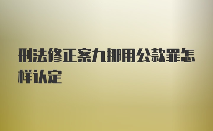 刑法修正案九挪用公款罪怎样认定