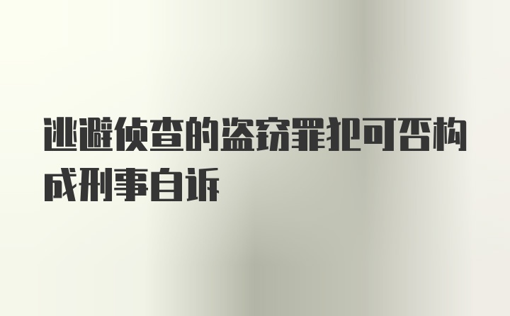 逃避侦查的盗窃罪犯可否构成刑事自诉