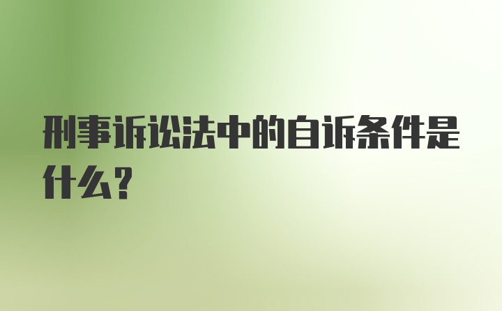 刑事诉讼法中的自诉条件是什么？