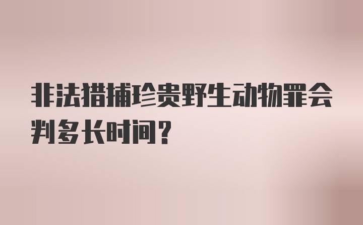 非法猎捕珍贵野生动物罪会判多长时间？