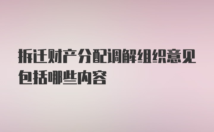 拆迁财产分配调解组织意见包括哪些内容