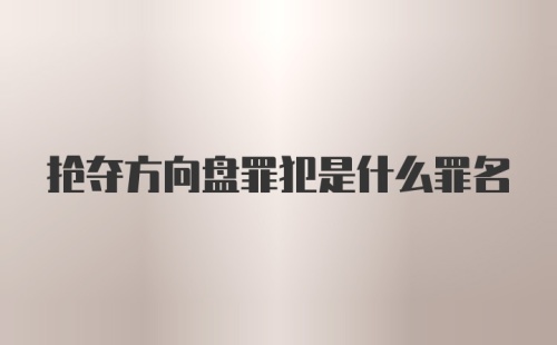 抢夺方向盘罪犯是什么罪名