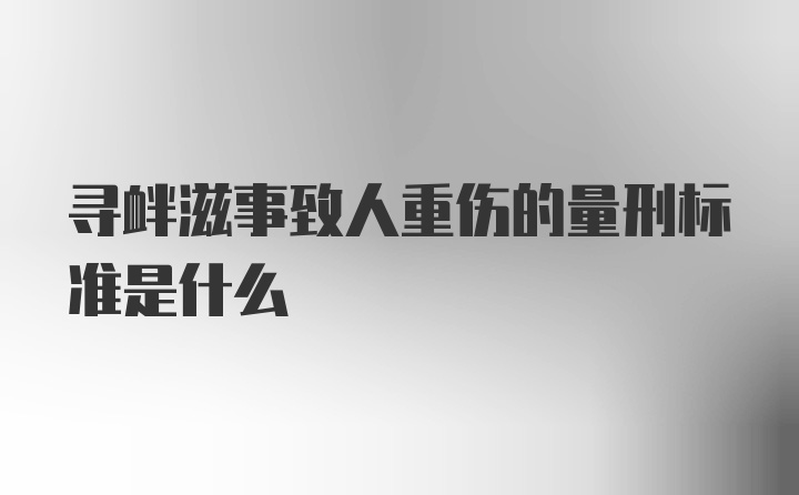 寻衅滋事致人重伤的量刑标准是什么