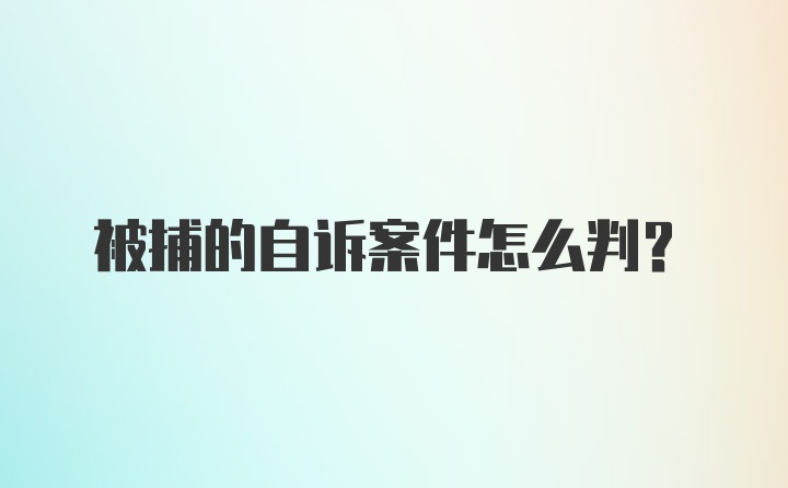 被捕的自诉案件怎么判？