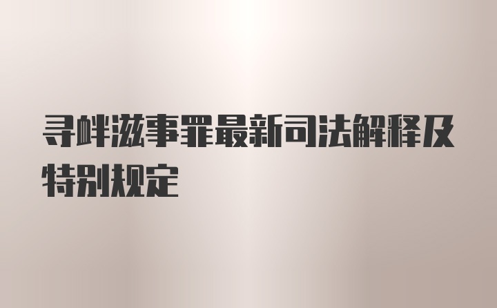 寻衅滋事罪最新司法解释及特别规定