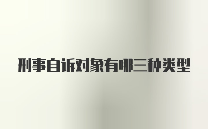 刑事自诉对象有哪三种类型