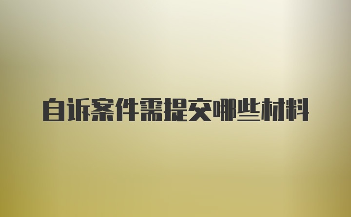 自诉案件需提交哪些材料