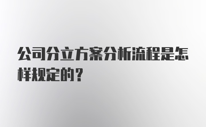 公司分立方案分析流程是怎样规定的？