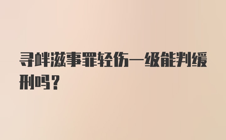 寻衅滋事罪轻伤一级能判缓刑吗？