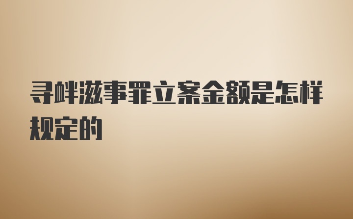 寻衅滋事罪立案金额是怎样规定的