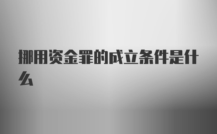 挪用资金罪的成立条件是什么