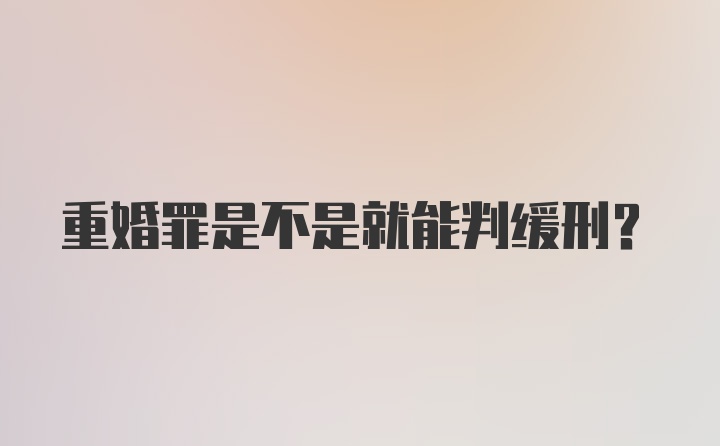 重婚罪是不是就能判缓刑?