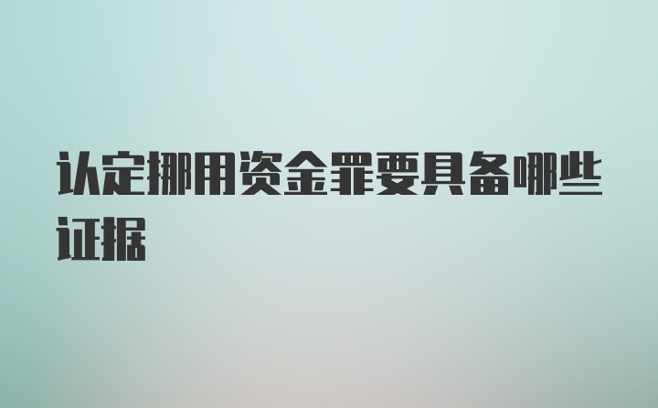 认定挪用资金罪要具备哪些证据