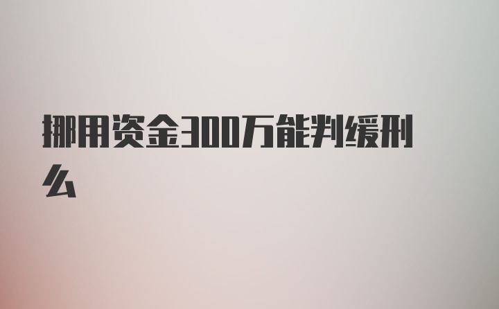 挪用资金300万能判缓刑么