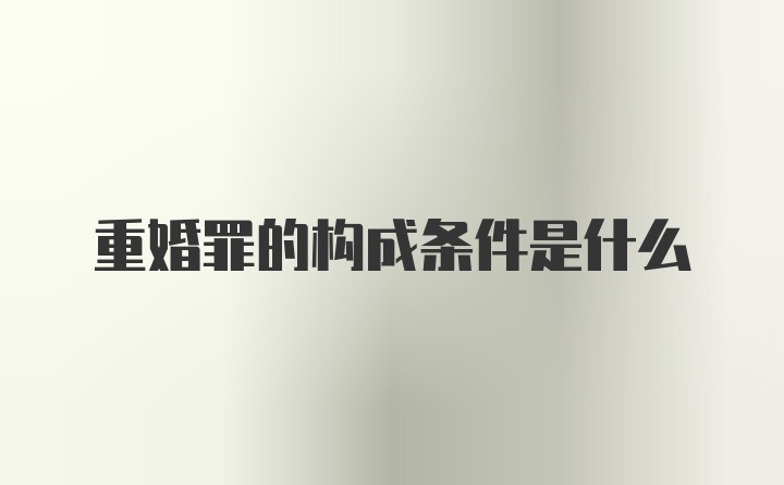 重婚罪的构成条件是什么