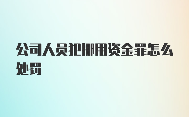 公司人员犯挪用资金罪怎么处罚