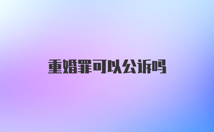 重婚罪可以公诉吗