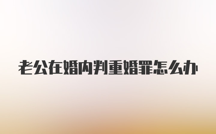 老公在婚内判重婚罪怎么办