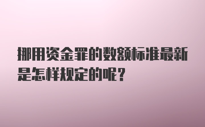 挪用资金罪的数额标准最新是怎样规定的呢？