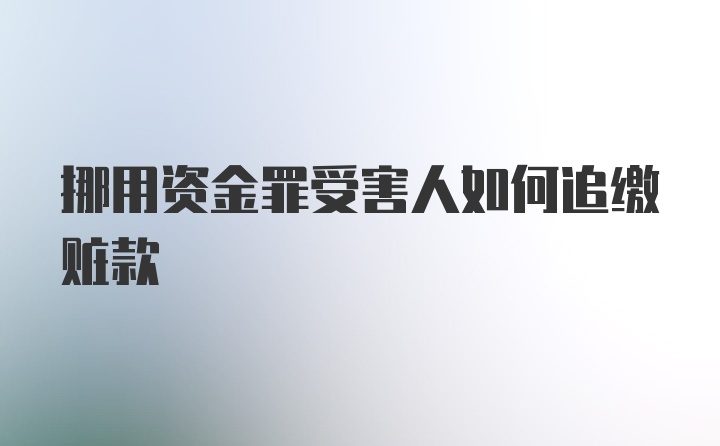 挪用资金罪受害人如何追缴赃款