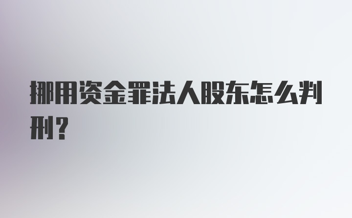 挪用资金罪法人股东怎么判刑？