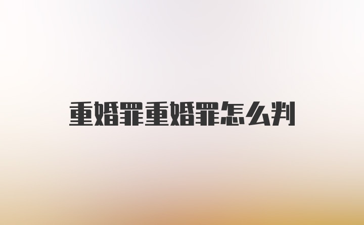 重婚罪重婚罪怎么判