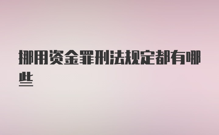 挪用资金罪刑法规定都有哪些