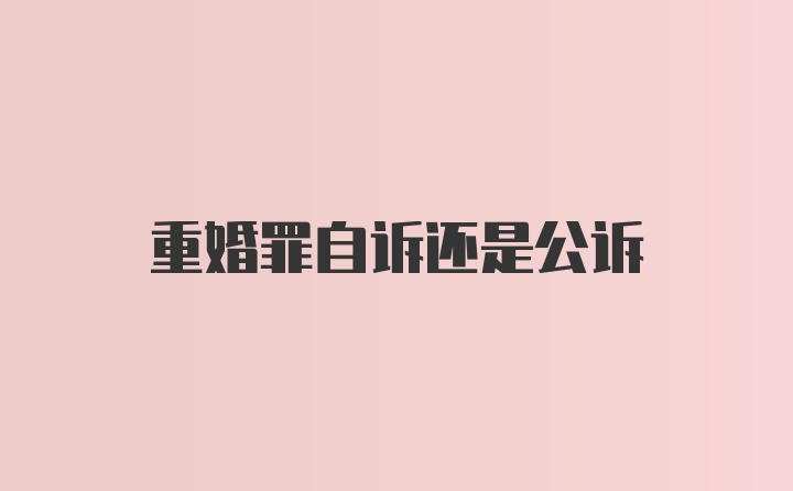 重婚罪自诉还是公诉