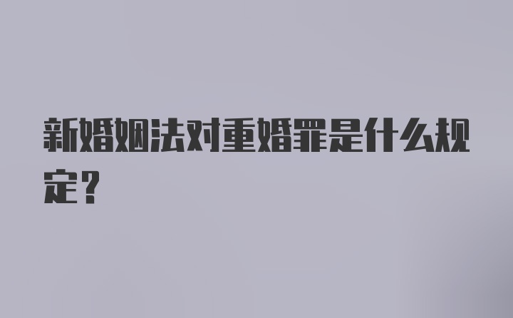 新婚姻法对重婚罪是什么规定？