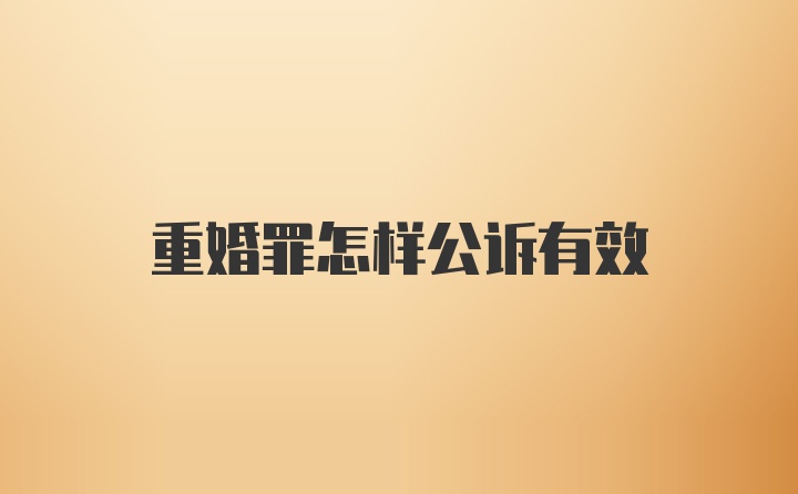 重婚罪怎样公诉有效