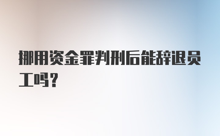 挪用资金罪判刑后能辞退员工吗？