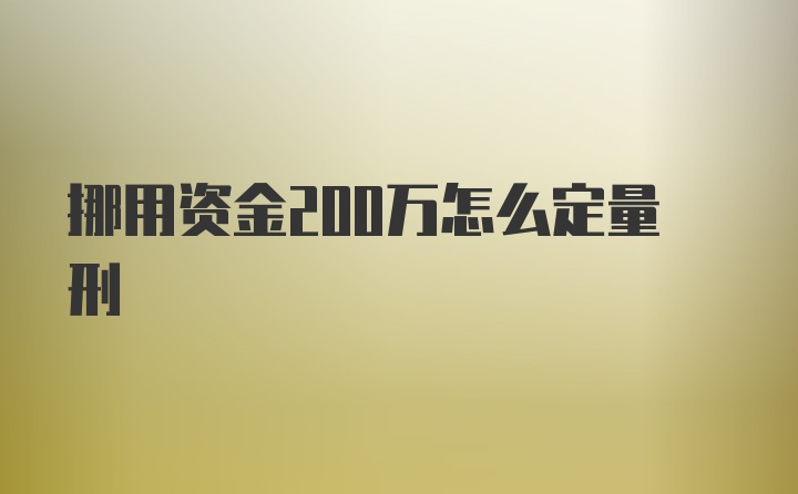 挪用资金200万怎么定量刑