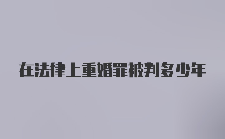 在法律上重婚罪被判多少年