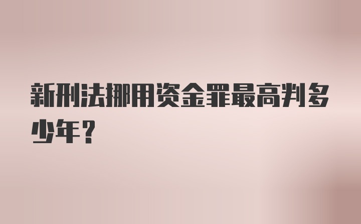 新刑法挪用资金罪最高判多少年？