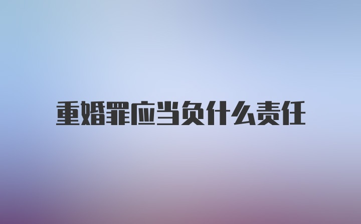 重婚罪应当负什么责任