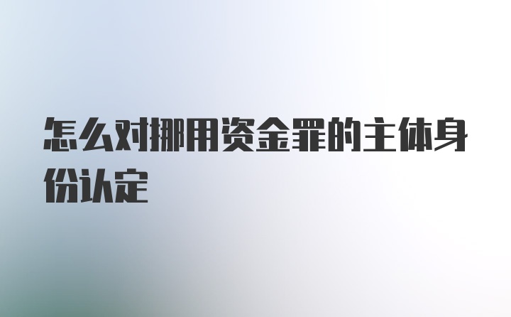 怎么对挪用资金罪的主体身份认定