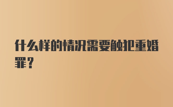 什么样的情况需要触犯重婚罪？