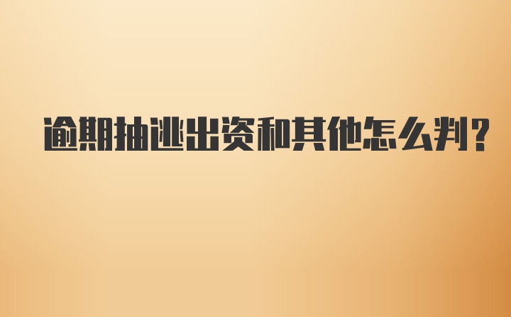 逾期抽逃出资和其他怎么判？